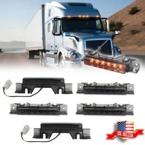 5PCS Smoked Lens Amber LED Cab Roof Marker Lights For 2003-up Volvo VN/VNL Truck - Picture 1 of 11