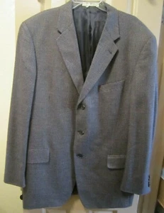 SZ 44L JOSEPH ABBOUD MENS BROWN & BLUE CHECK SILK & WOOL BLAZER SPORT COAT, GUC - Picture 1 of 8