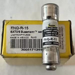 (#10),Eaton BUSSMANN FNQ-R-15. Fuse, Class CC, Time-Delay, 600 V Box Of 10 - Picture 1 of 3