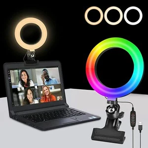 UK Video Conference Lighting Kit Clip RGB 6" Ring Lamp Light for Laptop Monitor - Picture 1 of 8