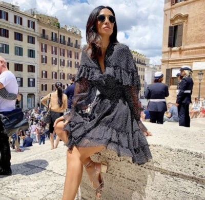 Talla S 4 6 NUEVO DVF Diane von Furstenberg MARTINA Vestido Corto Envolvente Gasa Lunares Foto 1 de 4