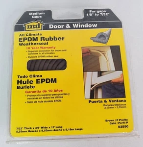 M-D Tür & Fenster EPDM Gummi Wetterdichtung mittlere Lücken 7/32" dick 3/8" breit 17" lang - Bild 1 von 12
