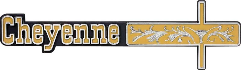 Trim Parts "Cheyenne Dash Panel Emblem 1973-1974 Chevy Pickup Trucks - Image 1 of 3