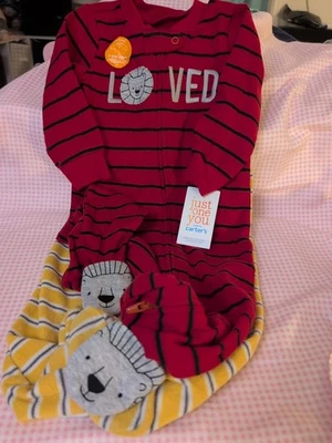 Carters Red Striped One Piece With 2 Way Zipper Baby Size 9Months NEW - Image 1 of 3