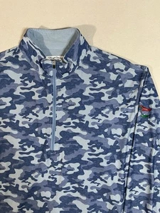 Straight Down Mens XL Quarterzip Pullover Blue Camo LACC Los Angeles CC Golf - Picture 1 of 11