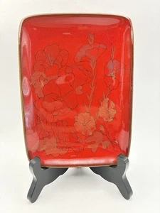 Italian Red Selenium Flowered Plate Ernestine Salerno MCM - Picture 1 of 9