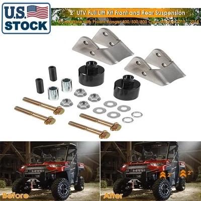 Kit de elevação completo dianteiro e traseiro 2"" para Polaris Ranger 400 500 800 tripulação tamanho médio 10-14 - Imagem 1 de 4
