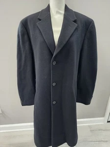 Jos. A. Bank Black 100% Wool Three Button Trench Coat Overcoat Size: 40R - Picture 1 of 14