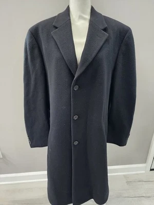 Jos. A. Bank Black 100% Wool Three Button Trench Coat Overcoat Size: 40R - Image 1 of 4