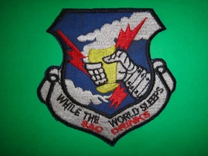 USAF Strategic Air Command WHILE THE WORLD SLEEPS SAC DRINKS Cold War Patch - Picture 1 of 3