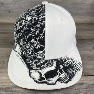 Vintage Metal Mulisha Hat Cap Men S/M Flex Skull Metal FMX Biker Cyber Goth Y2K - Picture 1 of 14
