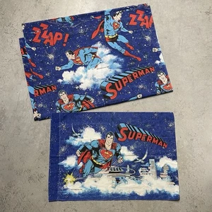 Vintage 1978 DC Comics Superman Twin Bed Flat Sheet & Pillow Case ONLY - Picture 1 of 16