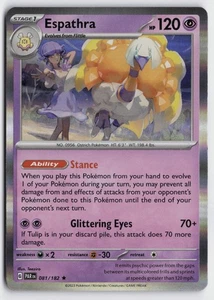 Pokemon Espathra 081/182 Holo Rare SV04: Paradox Rift NM - Picture 1 of 2