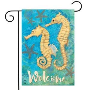Briarwood Lane Seahorse Welcome Garden Flag - Picture 1 of 3