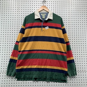 VTG Eddie Bauer Rugby Polo Shirt Mens Large Multicolor Striped Colorful 23x31 - Picture 1 of 16