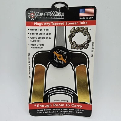 Miles Wide Fork Cork Tapered Steerer Tube Plug-Black, USA Made, MTB Accessories - Image 1 of 3