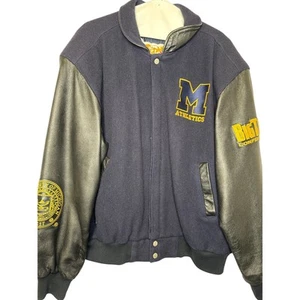 University of Michigan Athletic Big 10 Vintage Leather Wool Letterman Jacket XXL - Picture 1 of 6