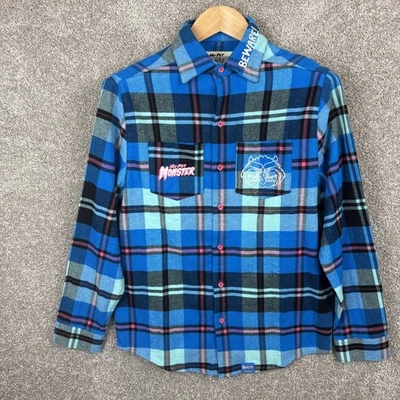 Cakeworthy X My Pet Monster Flannel Shirt Women’s Small Blue Plaid - Image 1 of 4