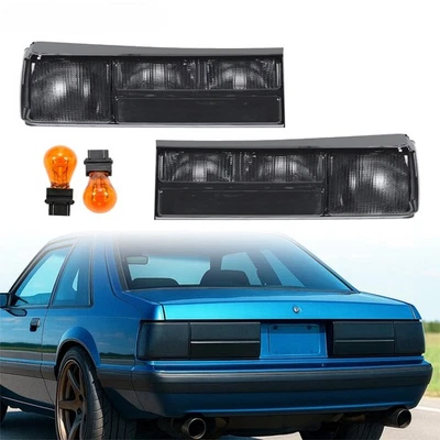 HECASA For Ford Mustang 1987-1993 Tail Lights Brake Lamps w/Bulbs Smoked DOT/SAE Foto 1 de 4