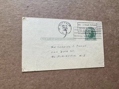 US 1940s Dr CF Pinzka Postal Card (10) +Renown Mathematician  +Math Discussion - Image 1 of 2