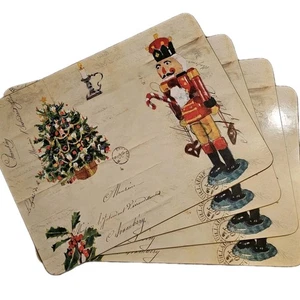 Williams Sonoma Nutcracker Christmas Placemats Set Of 4 Cork Back Holiday... - Picture 1 of 6