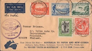 Australia 1934 PNG y devolución 5 estampillas cubierta de vuelo, dirigida, buen estado - Imagen 1 de 1