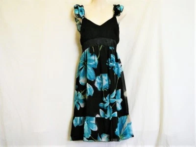DRESS BLACK WITH BLUE FLOWERS "CAROLINE MORGAN" SZ 10 AUZ  "NWT" RRP $35 .C28 - image 1 of 2
