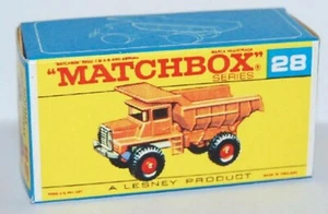 Matchbox Lesney No 28 Mack Dump Truck Repro E style Empty Box - Picture 1 of 1