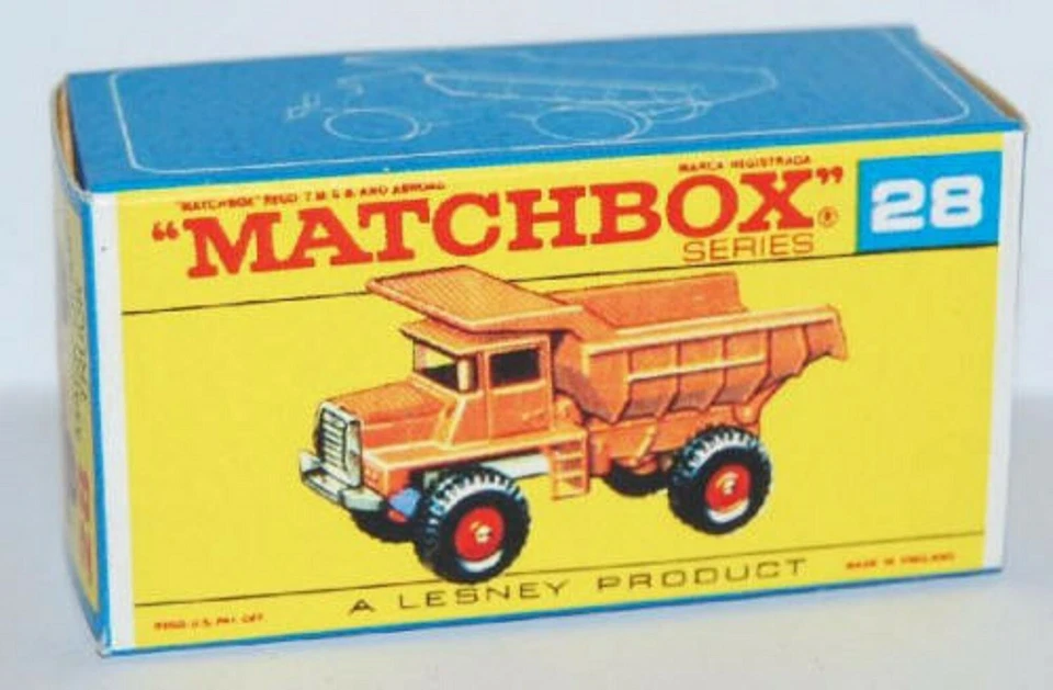 Matchbox Lesney No 28 Mack Dump Truck Repro E style Empty Box - Image 1 of 1