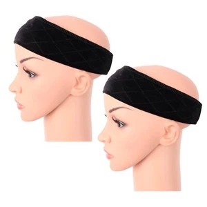 2 Pieces Silicone Wig Grip Band Adjustable Silicone Wig Headband Black - Picture 1 of 6