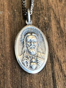 Vintage Sterlingsilber O Königin des Heiligen Skapuliers Gebet für uns Anhänger Halskette - Bild 1 von 7