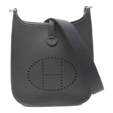 HERMES PHW Evelyne TPM Shoulder Crossbody Bag Clemence Leather Black Noir