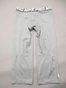 Nike Pro Size L(14-16) Boys Gray Athletic DriFit Compression Cropped Pants T644