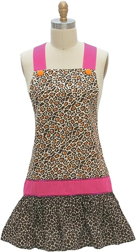 Kay Dee designs apron leopard frilly F2850 pretty womens - Image 1 of 1
