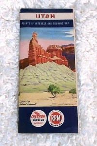 Vintage 1952 Standard Oil Chevron Utah Points of Interest & Touring Road Map - Picture 1 of 10