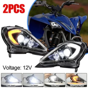 LED Headlight Set for 700 700R /250/350 YFZ450 Wolverine 2004-2024 - Picture 1 of 15