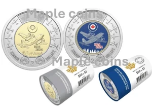 2  Rolls 2024 RCAF Toonie $2: Color + No Color - Canada Coin - 100th anniversary - Bild 1 von 1