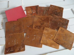 Lot of 12 Monogram Stencils Copper Initial Letter  Monogramlogo Antique Vintage2 - Picture 1 of 3