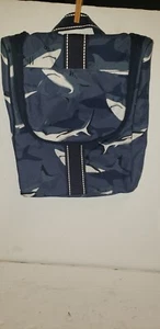 POTTERY BARN KIDS CHILDS TOILETRY OVER NIGHT BAG BACKPACK BLUE SHARKS - Picture 1 of 13