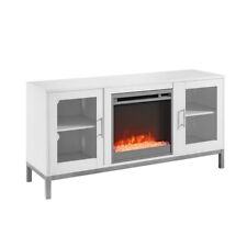We Furniture 52" Avenue Wood Fireplace TV Console With Metal Legs - White