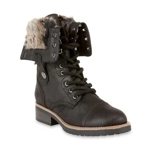 Botas de combate de piel sintética para damas tallas 9 y 10 SM Nueva York - Imagen 1 de 4