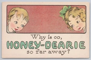 Why is OO Honey-Dearie So Far Away - Young Girl & Boy Looking at Each Other UNP - Picture 1 of 2