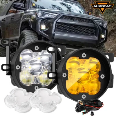 AUXBEAM 2X 3" ámbar combo soporte de luz antiniebla LED para Toyota Tacoma 4Runner Tundra Foto 1 de 4