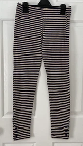 Jasper Conran Leggings Girls 11-12 Years Blue Beige Stripe Soft Jersey - Picture 1 of 12