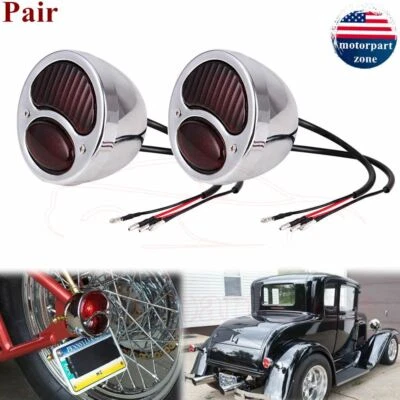 Par de luces traseras cromadas para lente de auto camión personalizado Hot Rat Street Rod modelo A Ford Foto 1 de 4