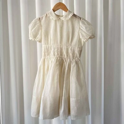 Vestido de encaje bordado pintuck de nailon transparente Youngland vintage años 50 para niñas 8-9 Foto 1 de 4