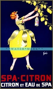 French Spa Citron 1930 Lemon Infused Water Vintage Poster Art Retro Style Decor - Picture 1 of 4