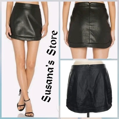 MINIFALDA BCBG MAXAZRIA TALLA M KANYA IMITACIÓN CUERO DOBLADILLO CURVO Foto 1 de 4