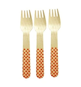 Polka Dot Forks 158 36- Orange Printed Wooden Forks with Orange Polka Dot Pat... - Picture 1 of 1