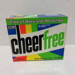 Vintage RAR Cheerfree 1991 frei von Farbstoffen 18 Ladungen Pulver Waschmittel NEU - Bild 1 von 6